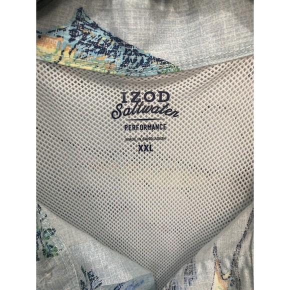 IZOD‎ Saltwater Short Sleeve Button Down Size XXL Vented Marlin Fishing - Picture 3 of 6
